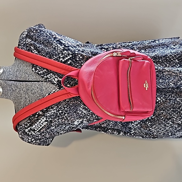 Coach red mini court pebbled leather backpack - Picture 1 of 12